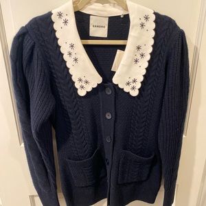 NEW Sandro Cableknit Collared Cardigan
